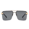 Elysian - Retro Square Rimless Brow-Bar Tinted Fashion Sunglasses