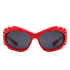 Sparkify - Wrap Around Oval Spike Oversize Fashion Sunglasses