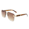 Elysian - Retro Square Rimless Brow-Bar Tinted Fashion Sunglasses