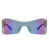 Sable - Futuristic Square Mirrored Flat Top Wrap Around Sunglasses