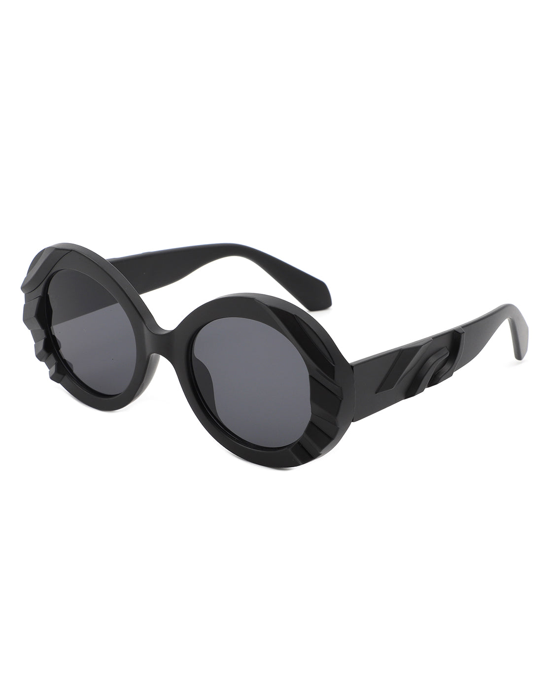 Xasheubia - Women's Chunky Oval Sculpted Round Sunglasses