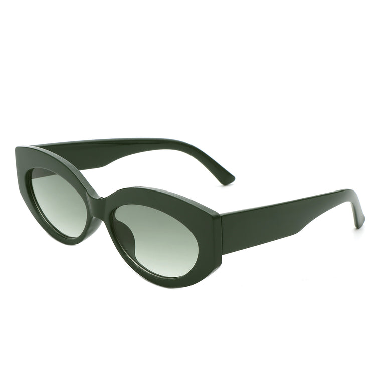 Moonfury - Oval Retro Tinted Fashion Round Cat Eye Sunglasses