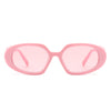 Glittera - Rectangle Retro Oval Chic Round Lens Leaf Design Fashion Sunglasses