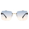Aspos - Square Rimless Fashion Tinted Women Sunglasses