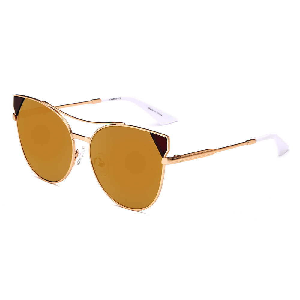 ASPEN | CA02K - Womens Trendy Mirrored Lens Cat Eye Sunglasses - Cramilo Eyewear - Stylish Trendy Affordable Sunglasses Clear Glasses Eye Wear Fashion