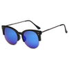 ABANDA | D68 - Round Mirrored Flat Lens Half Frame Sunglasses Circle - Cramilo Eyewear - Stylish Trendy Affordable Sunglasses Clear Glasses Eye Wear Fashion