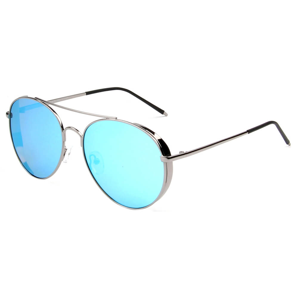 BAZA | SHIVEDA PJ721 - Classic Cover Polarized Mirrored Shield Aviator Sunglasses - Cramilo Eyewear - Stylish Trendy Affordable Sunglasses Clear Glasses Eye Wear Fashion