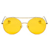 EUREKA | S1016 - Unisex Round Tinted Lens Aviator Clear Glasses Balled Sunglasses - Cramilo Eyewear - Stylish Trendy Affordable Sunglasses Clear Glasses Eye Wear Fashion