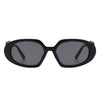 Glittera - Rectangle Retro Oval Chic Round Lens Leaf Design Fashion Sunglasses