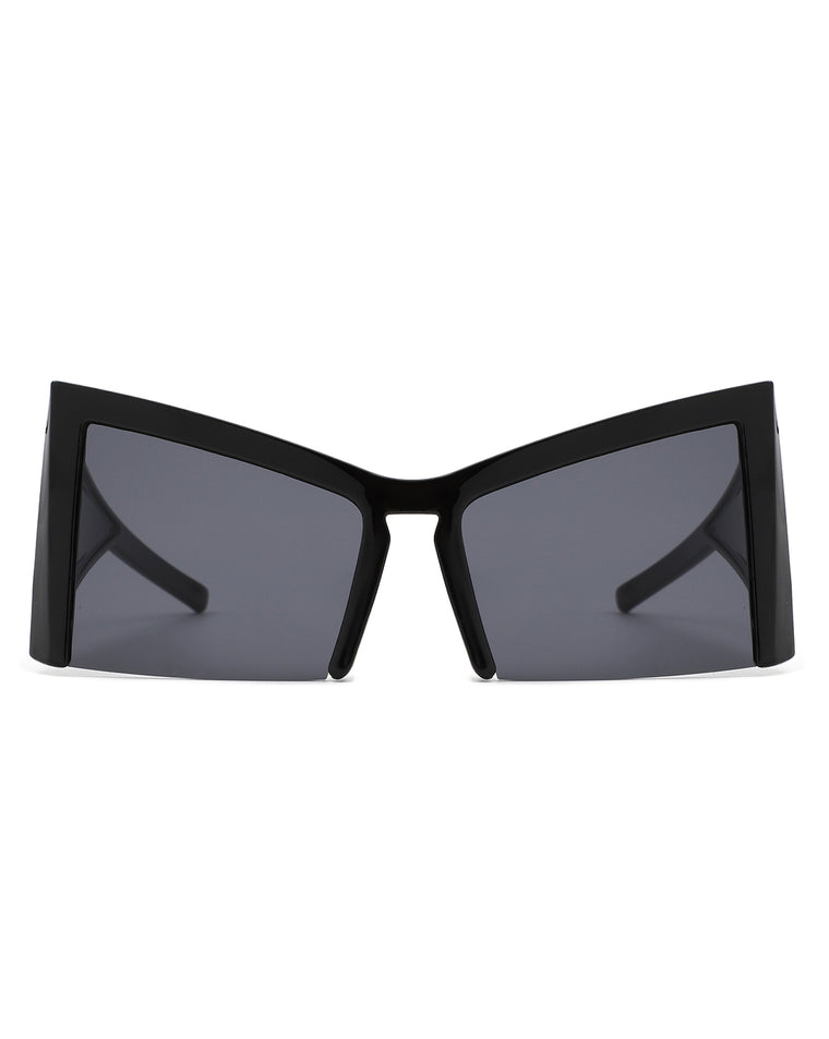 Elyndor - Oversized Geometric Square Semi-Rimless Cat Eye Sunglasses