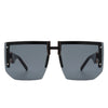 Kaelor - Square Oversized Flat Top Gradient Half Frame Sunglasses