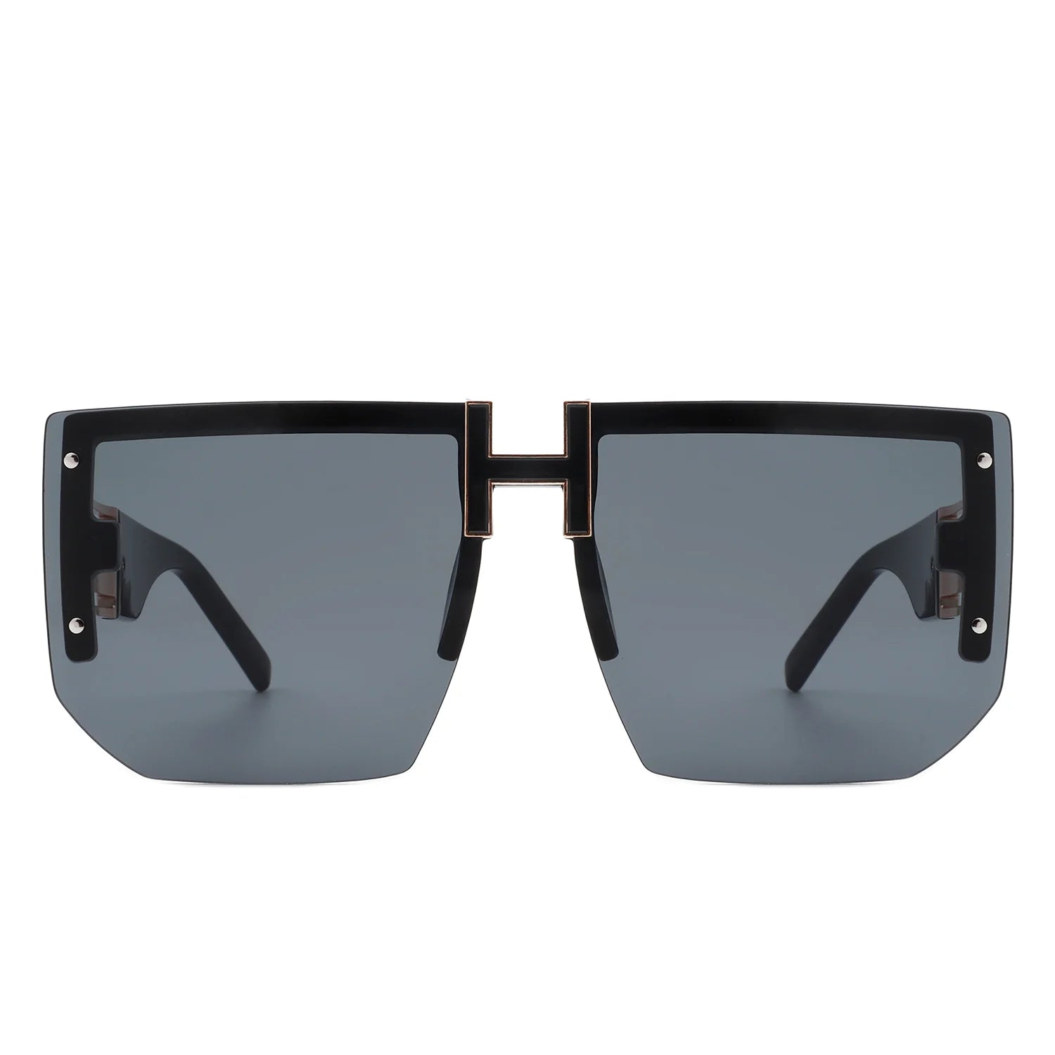 Kaelor Square Oversized Flat Top Gradient Half Frame Sunglasses Cramilo Eyewear Stylish Trendy Eyewear