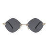 Bluewave - Rimless Retro Round Geometric Frameless Tinted Fashion Sunglasses