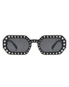 Whisp - Square Retro Rhinestone Tinted Geometric Fashion Sunglasses