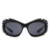 Nightgle - Rectangle Wrap Around Sport Oval Spike Fashion Sunglasses