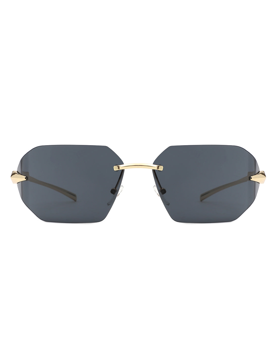 Iaclington - Rimless Wrap Around Square Frame Sunglasses