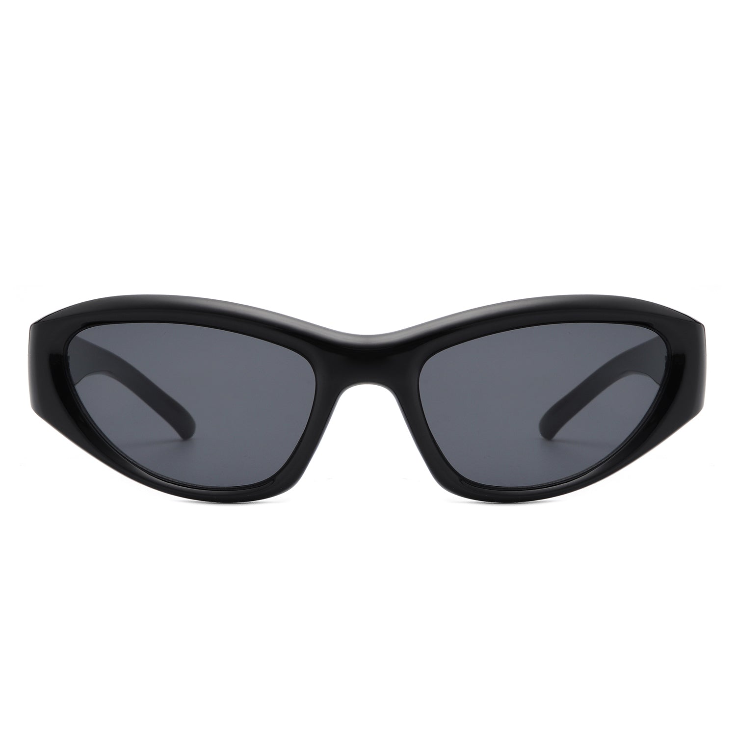 Starfall - Sporty Rectangle Oval Y2K Wrap Around unisex Fashion Sunglasses Black