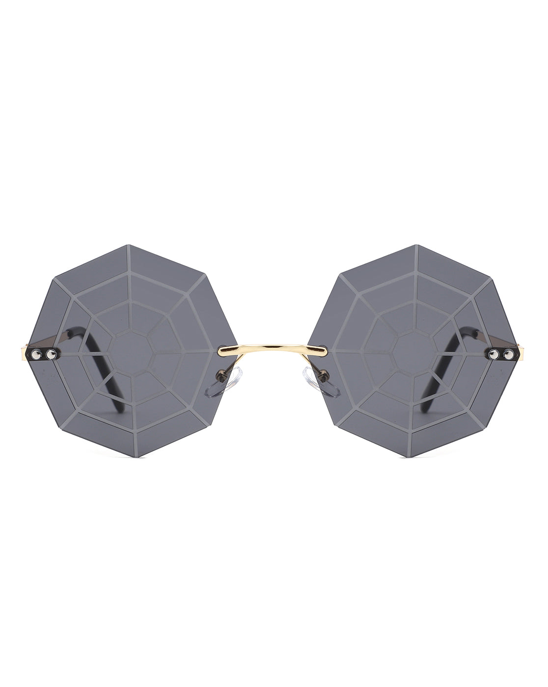 Vaelin - Geometric Spider Web Tinted Colored Round Sunglasses