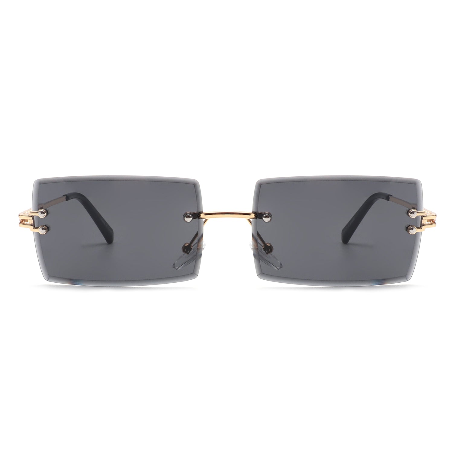 Tyriel - Classic Rimless Retro Rectangle Tinted Fashion Sunglasses