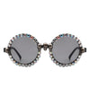 Aerion - Retro Round Gothic Rhinestone Skull Party Sunglasses