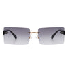 Jadesoul - Rectangle Retro Rimless Tinted Fashion Vintage Square Sunglasses