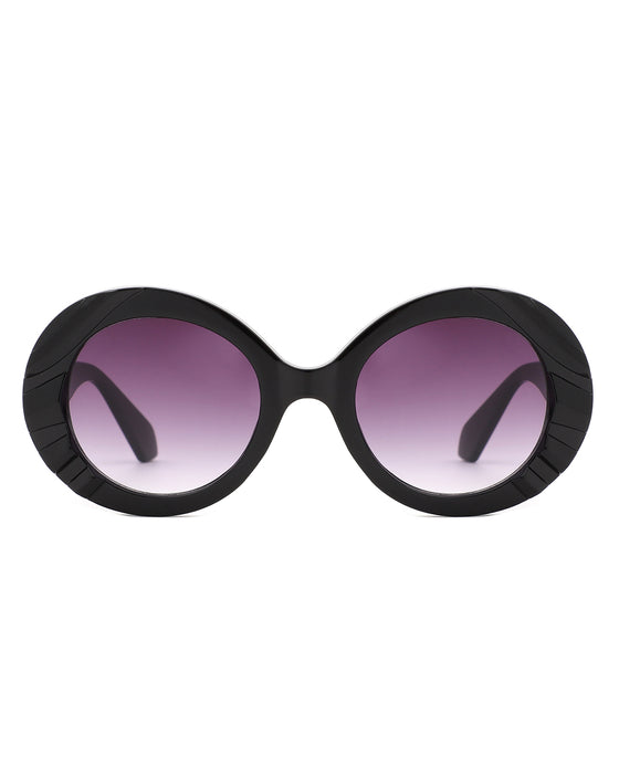 Cramilo Round Sculpted Sunglasses - Oval Frame Women's Fashion Sun Glasses - UVA & UVB Protection Polycarbonate Lens Eyewear
