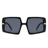 Jasmoria - Oversize Square Geometric Irregular Flat Top Women Sunglasses