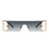 Rainbowx - Rimless Rectangle Flat Top Tinted Fashion Sunglasses