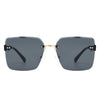 Aspos - Square Rimless Fashion Tinted Women Sunglasses