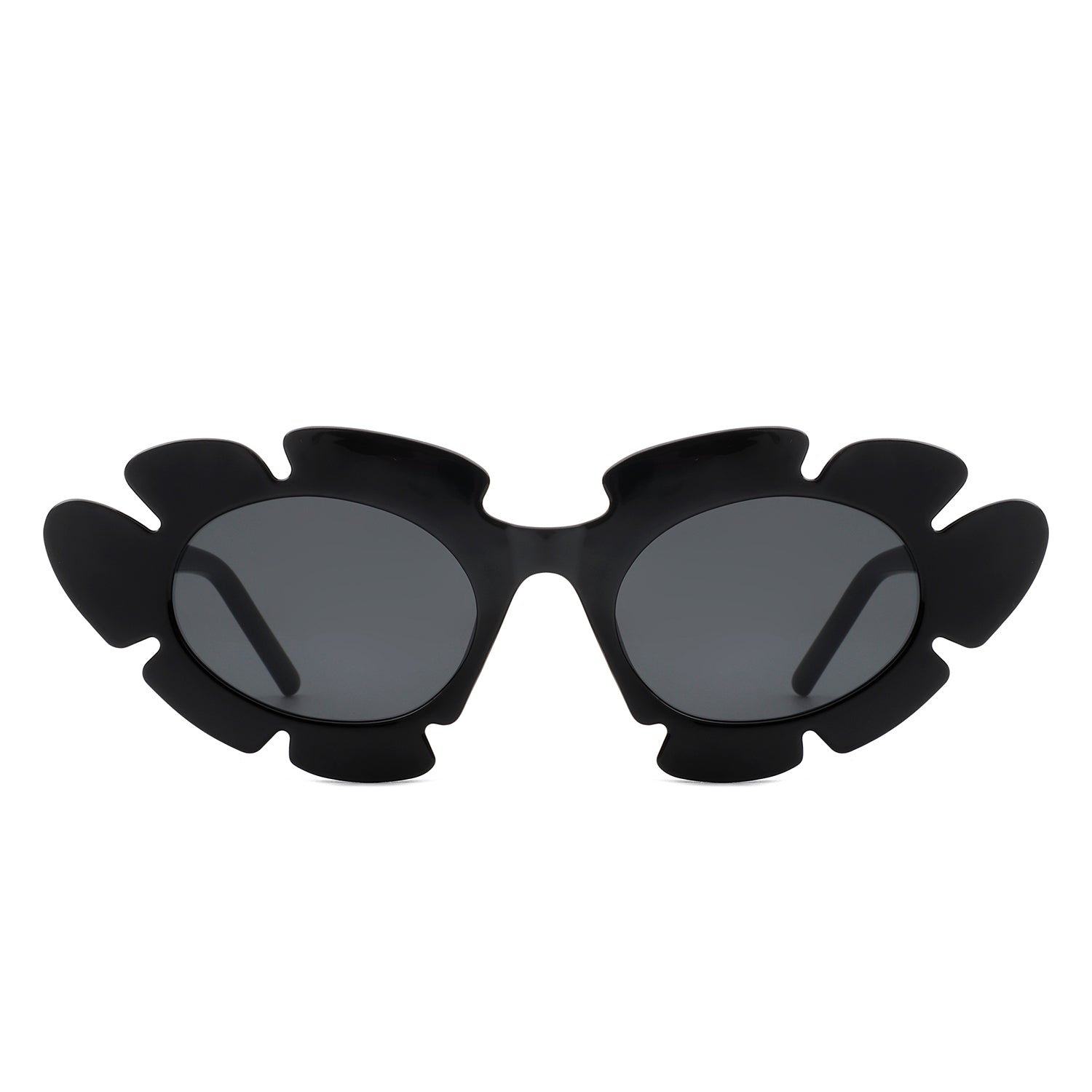 Pixielan - Women Irregular Round Cut-Out Cat Eye Flower Design Fashion Sunglasses