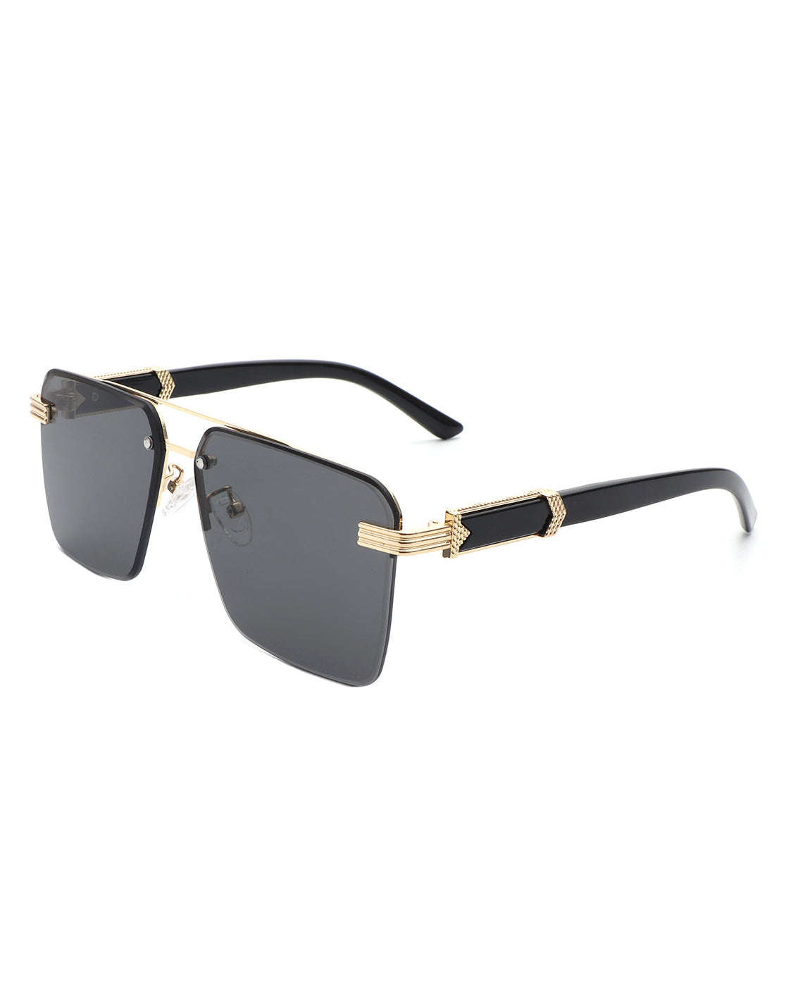 Blip - Retro Tinted Rimless Brow-Bar Fashion Square Sunglasses