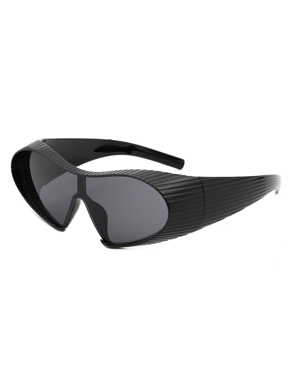 Ascary - Cramilo Oversize Wrap Winged Bar Frame Unisex Fashion Sunglasses