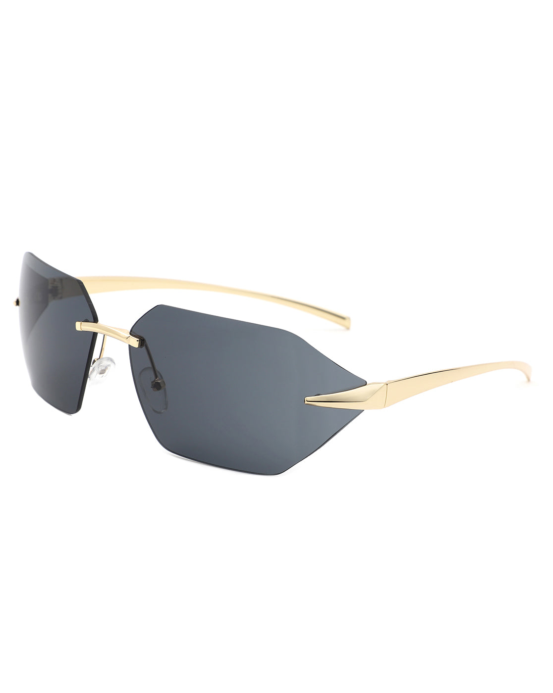 Iaclington - Rimless Wrap Around Square Frame Sunglasses