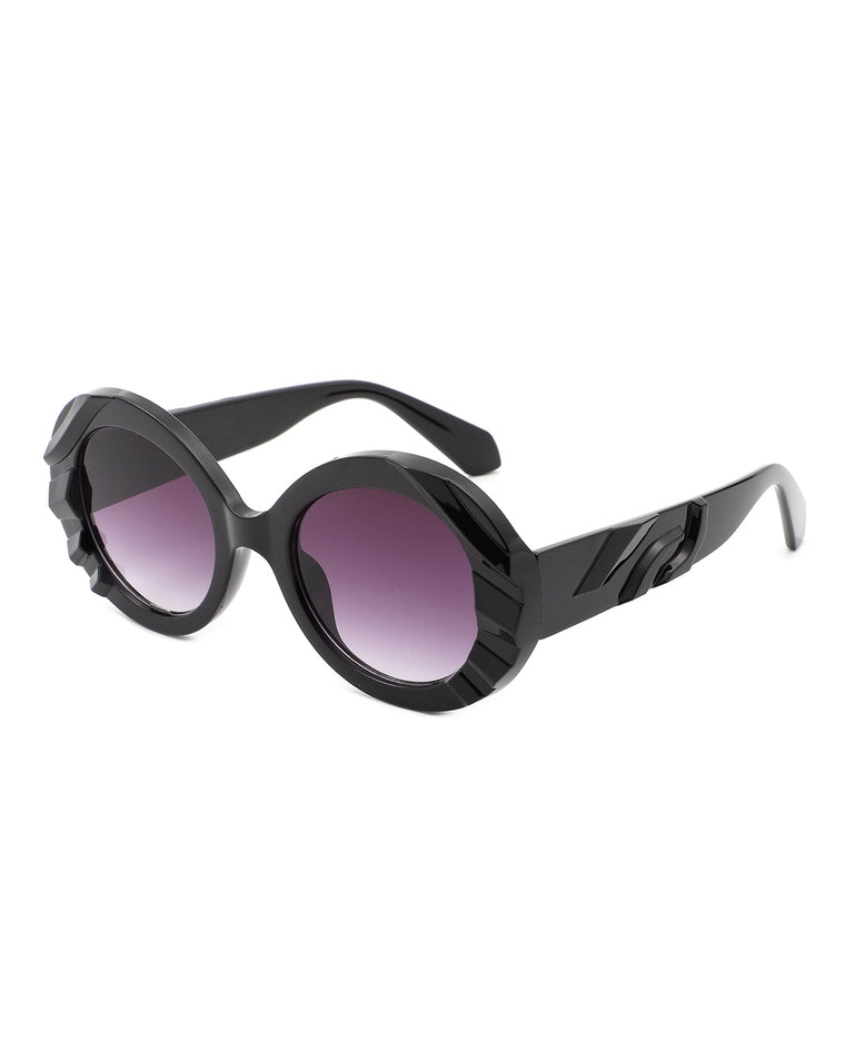 Xasheubia - Cramilo Round Sculpted Oval Frame Women's Fashion Sunglasses