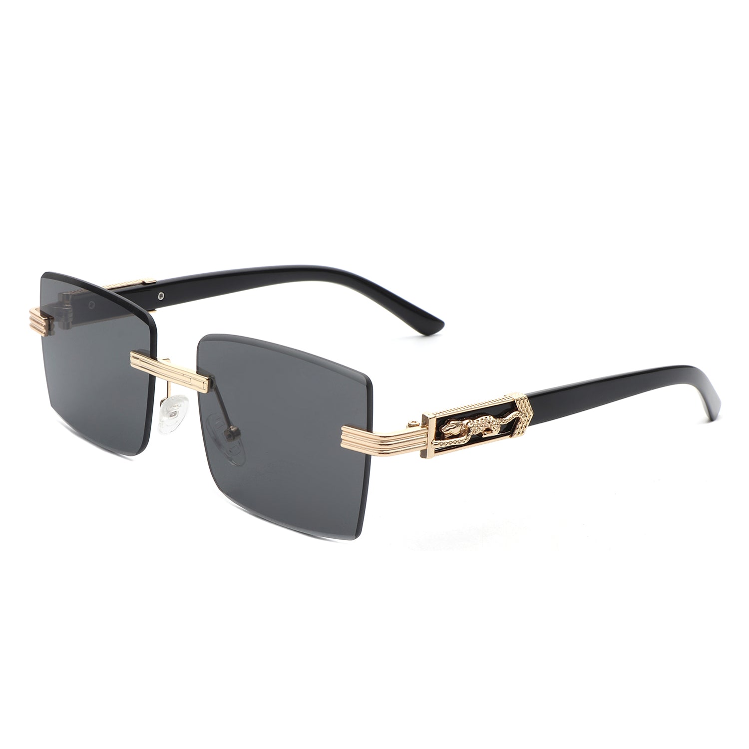 Tycho Retro Rimless Square Tinted Flat Top Sunglasses