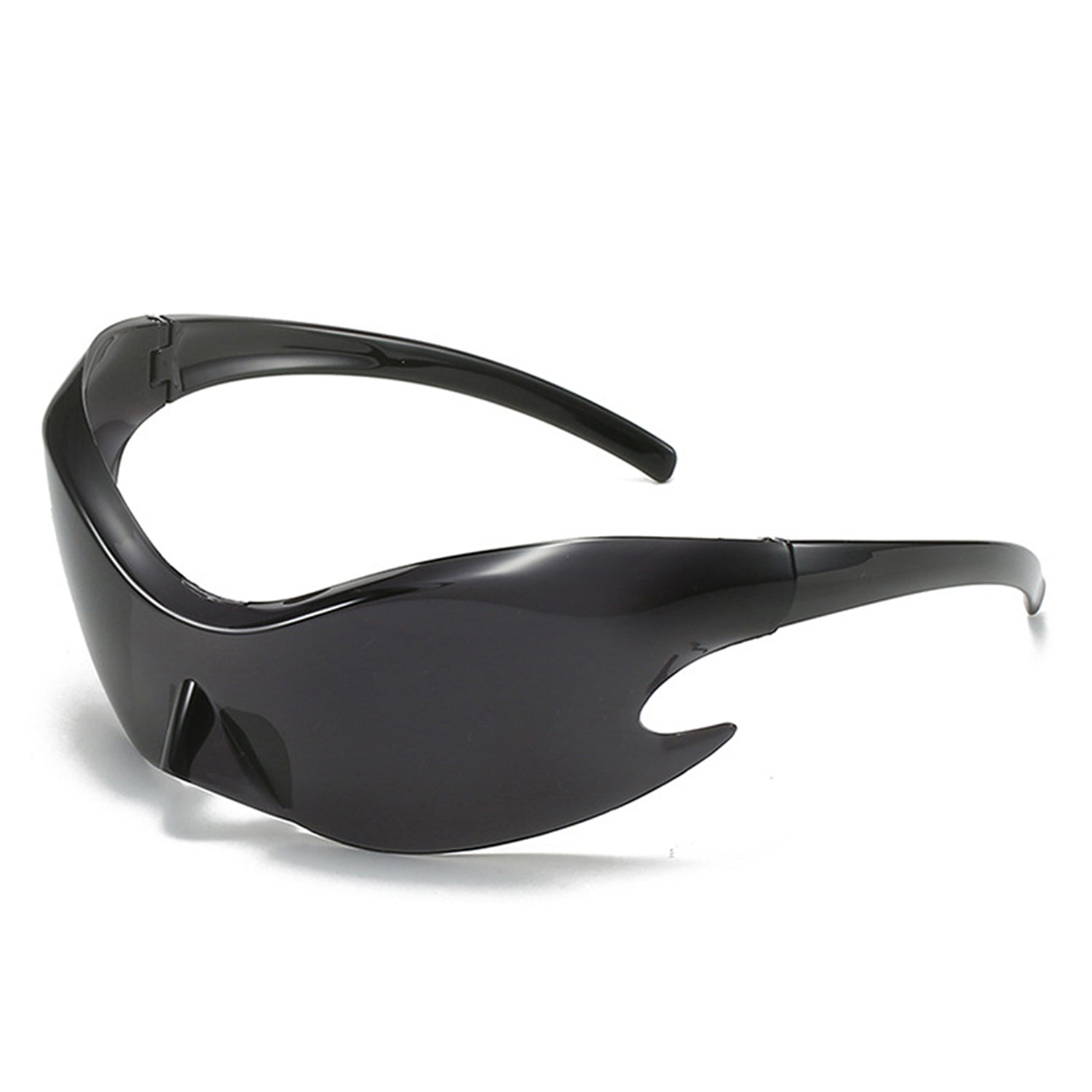 Whiestan - Futuristic Mirrored Sleek Wrap Around Sports Sunglasses Black