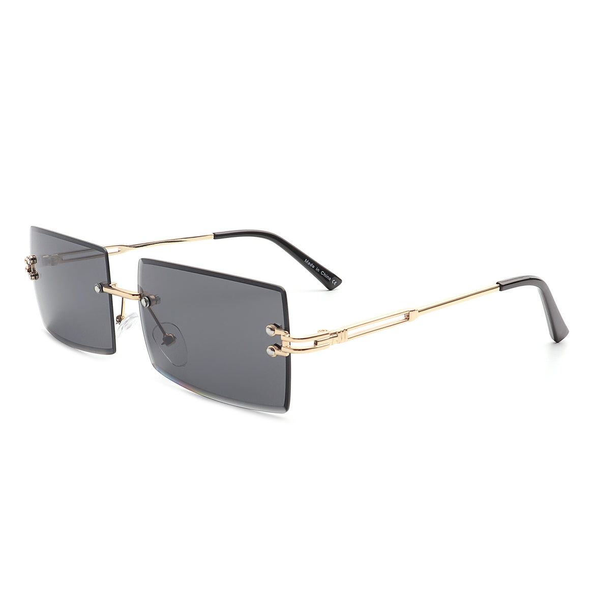 Tyriel - Classic Rimless Retro Rectangle Tinted Fashion Sunglasses