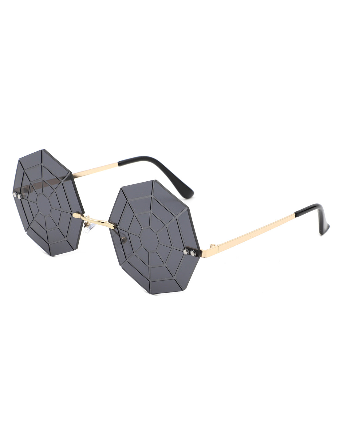 Vaelin - Cramilo Geometric Spider Web Tinted Colored Round Frame Unisex Sunglasses