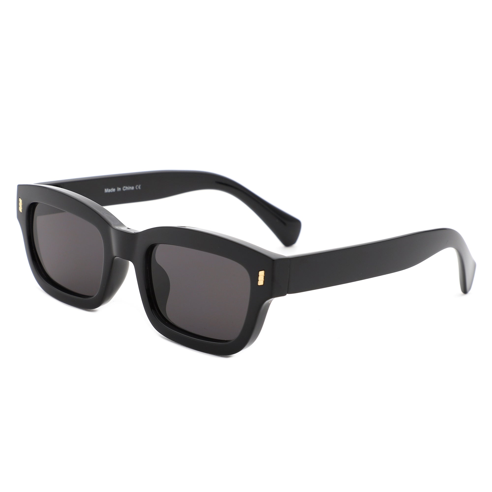 Whim Retro Fashion Narrow Rectangular Square Sunglasses Black