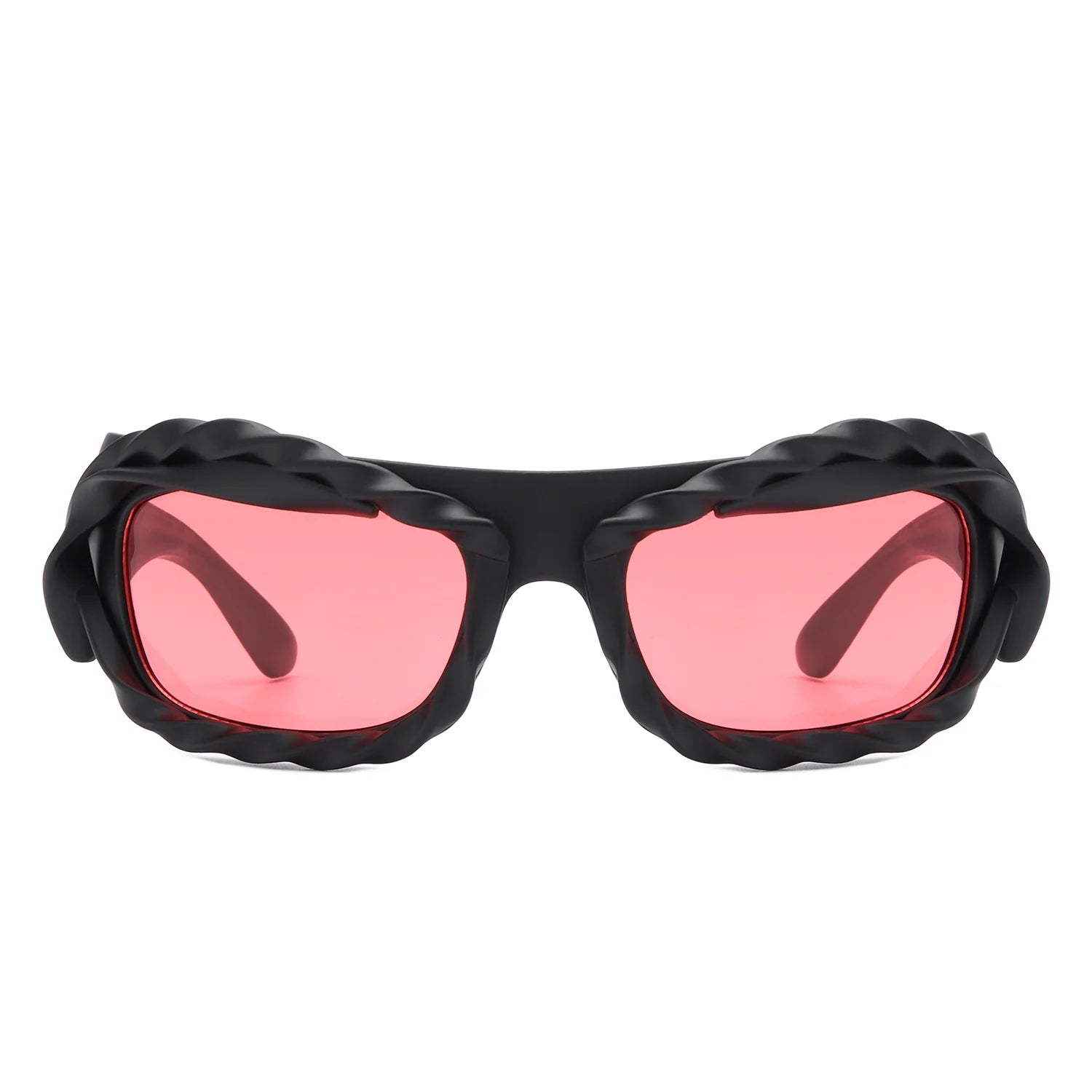 Riff - Rectangle Irregular Twisted Thick Frame Futuristic Sunglasses