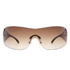 Ignatius - Rectangle Rimless Sleek Sporty Wraparound Shield Sunglasses