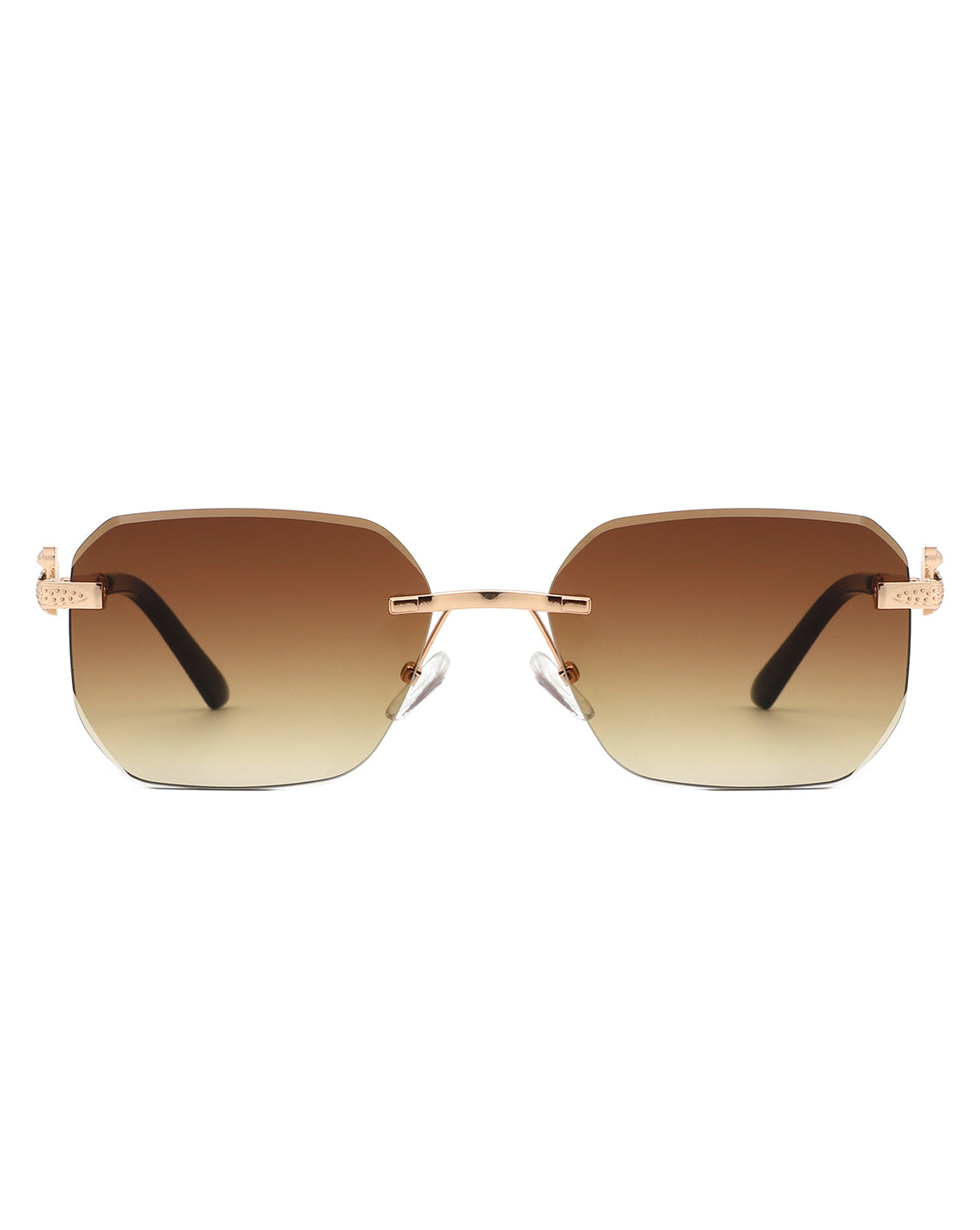 Solar - Curved Tinted Rimless Rectangle Sunglasses