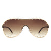 Evanesce - Oversize Rhinestone Design Fashion Women Aviator Sunglasses