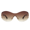 Elandor - Women Rimless Oversize Sleek Oval Fashion Sunglasses