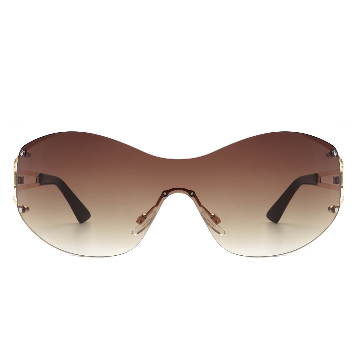 Elandor - Women Rimless Oversize Sleek Oval Fashion Sunglasses