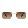 Vibrante - Rectangle Rimless Retro Tinted Fashion Flat top Sunglasses
