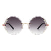 Icetwist - Round Rimless Circle Rhinestone Design Frameless Women Sunglasses