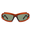 Moonhaze - Futuristic Rectangle Geometric Chunky Sport Wrap Around Sunglasses