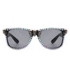 Myralis - Classic Horn Rim Rhinestone Gothic Skull Square Sunglasses