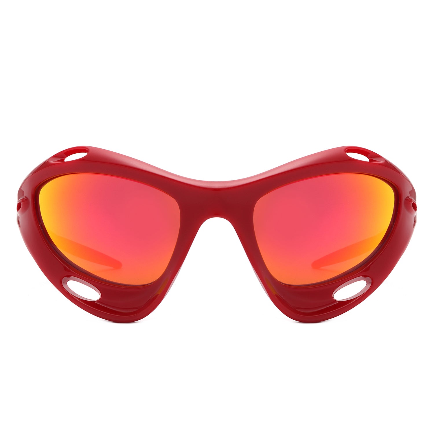 Dotrijan - Geometric Wrap Around Chunky Square Sport Sunglasses